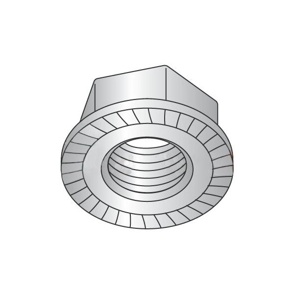 Newport Fasteners Serrated Lock Nut, 3/8"-16, 316 Stainless Steel, Not Graded, 0.23 in Ht, 1600 PK NB046030B-1600 - main